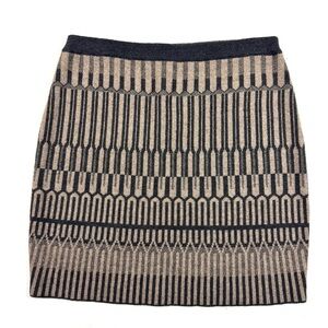 Quinn Wool Blend Mini Skirt Beige Grey Print Size Large